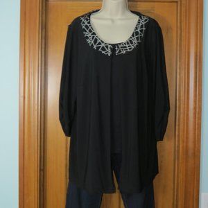 Perceptions Woman Knit Cardigan Jacket Black Silver Sequins